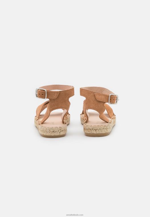 Anna Field kvinner plattformsandaler i skinn konjakk P266L1560