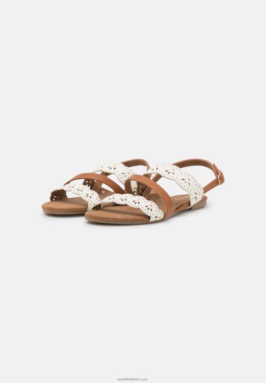 Anna Field kvinner sandaler hvit/konjakk P266L1308