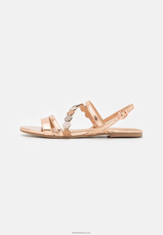 Anna Field kvinner sandaler rosa gullfarget P266L1313