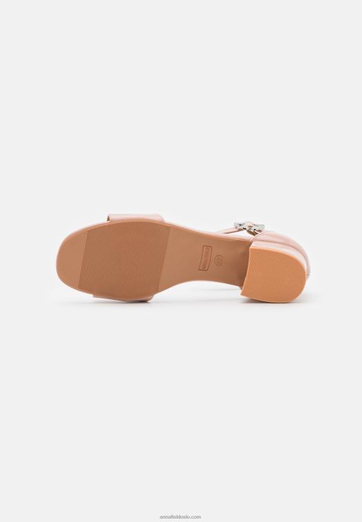 Anna Field kvinner sandaler rosa gullfarget P266L1328