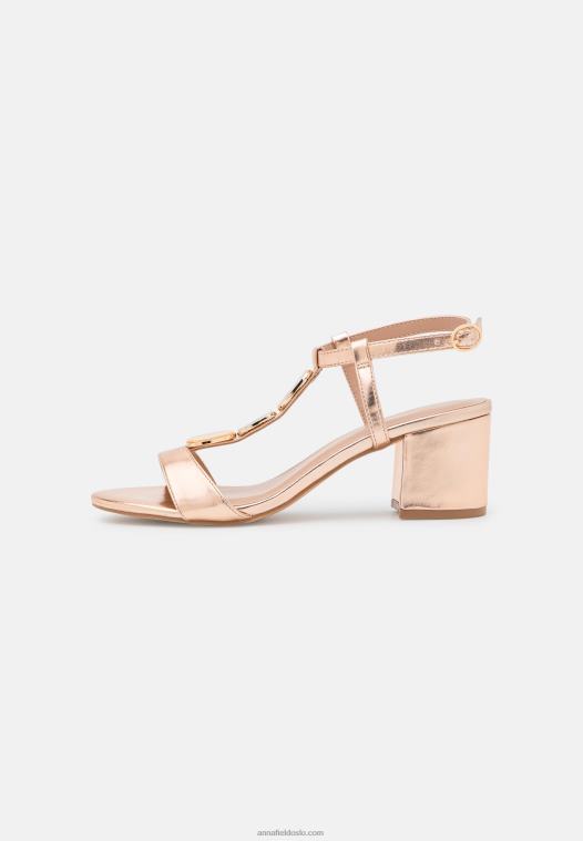 Anna Field kvinner sandaler rosa gullfarget P266L1345