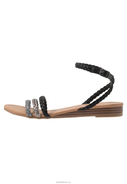 Anna Field kvinner sandaler sort/sølv P266L1248
