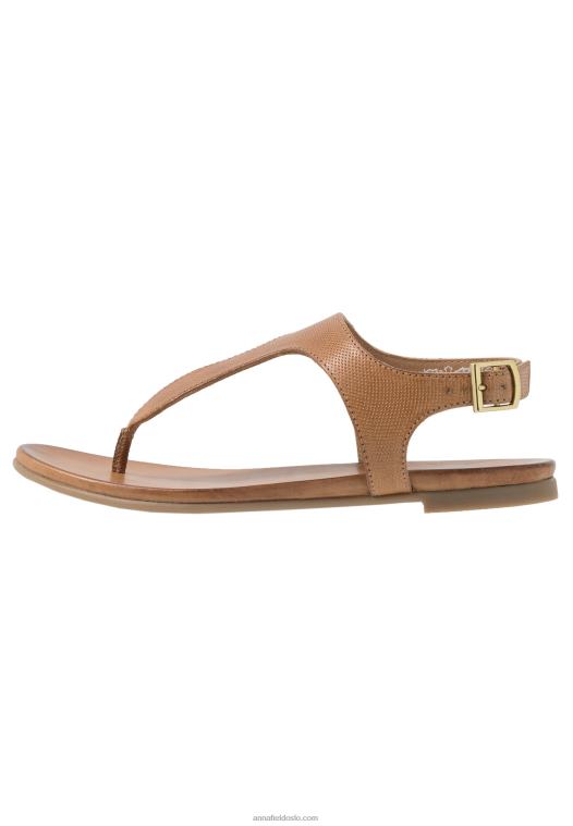 Anna Field kvinner skinn t-bar sandaler cognac P266L1495