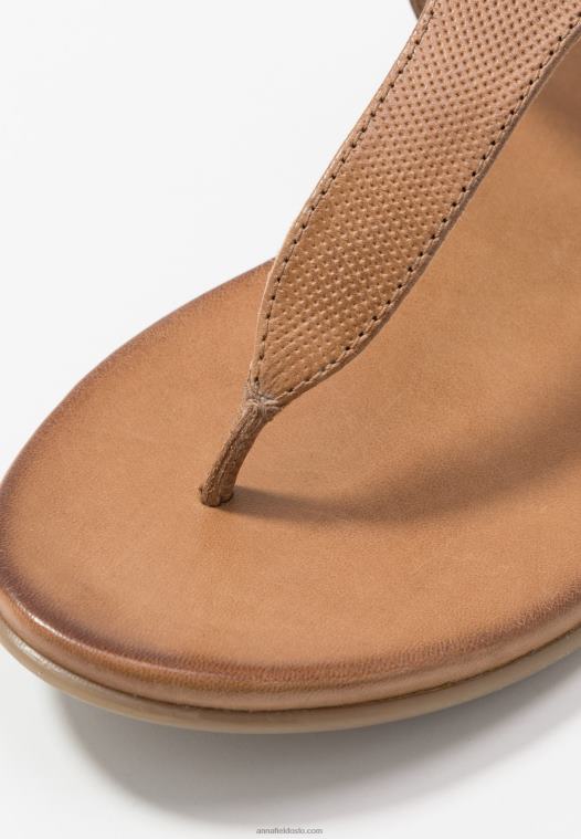 Anna Field kvinner skinn t-bar sandaler cognac P266L1495