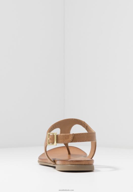 Anna Field kvinner skinn t-bar sandaler cognac P266L1495