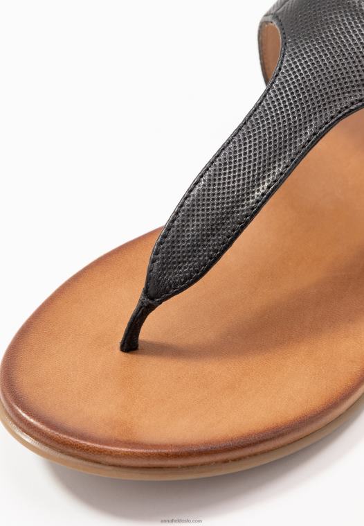 Anna Field kvinner skinn t-bar sandaler svart P266L1521