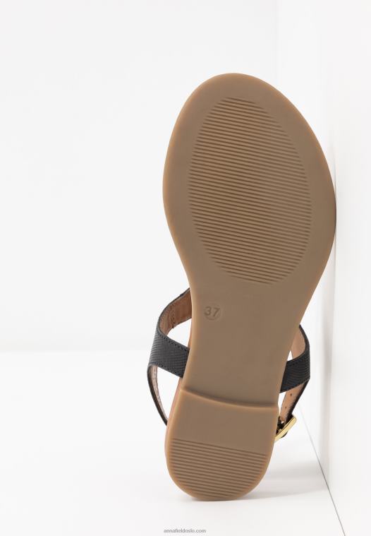 Anna Field kvinner skinn t-bar sandaler svart P266L1521