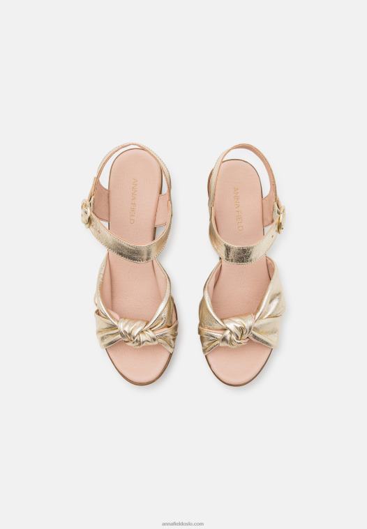 Anna Field kvinner skinn tresko gull P266L1888