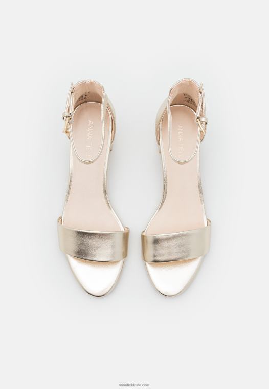 Anna Field kvinner skinnsandaler gull P266L1301