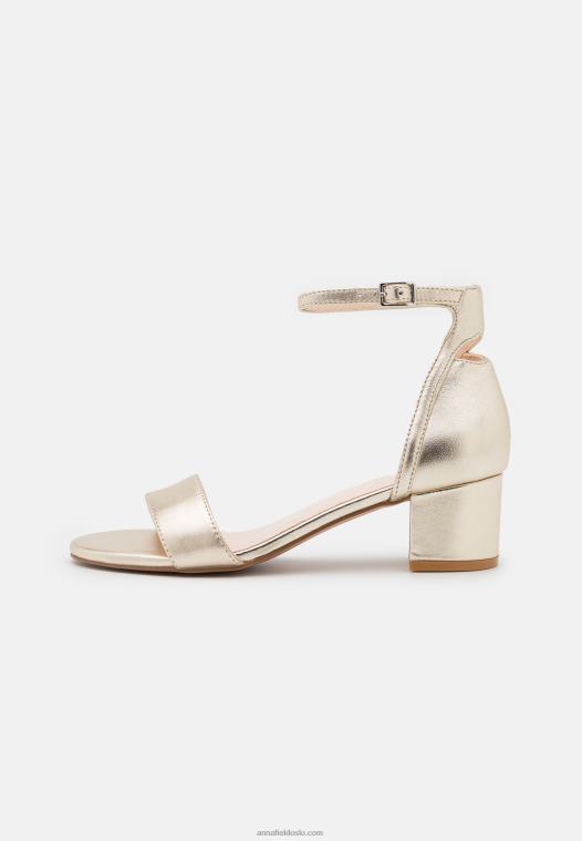 Anna Field kvinner skinnsandaler gull P266L1318