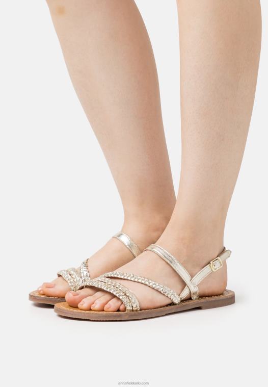 Anna Field kvinner skinnsandaler gull P266L1337