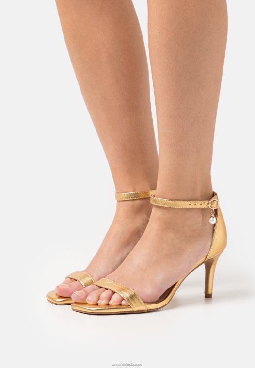 Anna Field kvinner skinnsandaler gull P266L1409