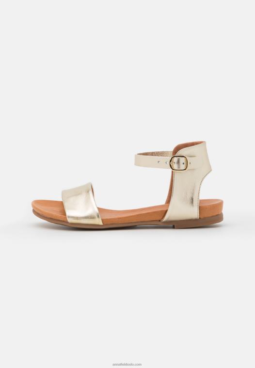 Anna Field kvinner skinnsandaler gullfargede P266L1371