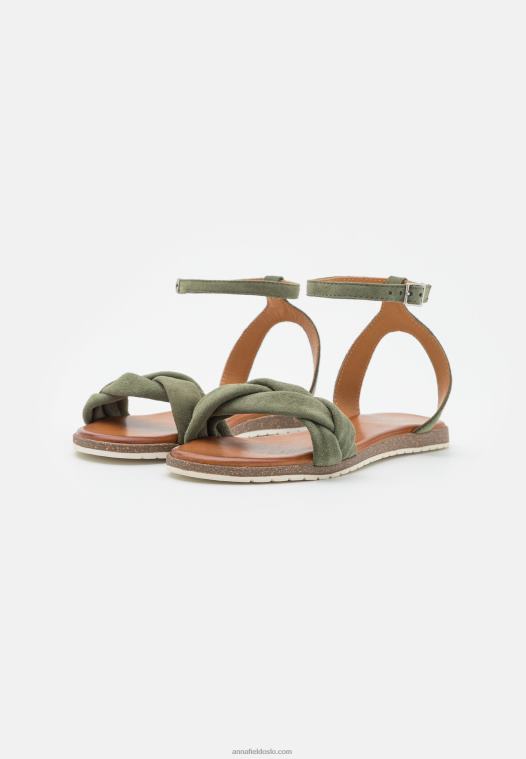 Anna Field kvinner skinnsandaler khaki P266L1387