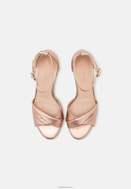 Anna Field kvinner skinnsandaler rosa gullfargede P266L1310