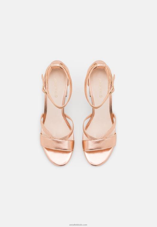 Anna Field kvinner skinnsandaler rosa gullfarget P266L1392