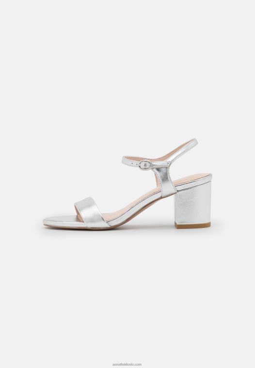 Anna Field kvinner skinnsandaler sølv P266L1362