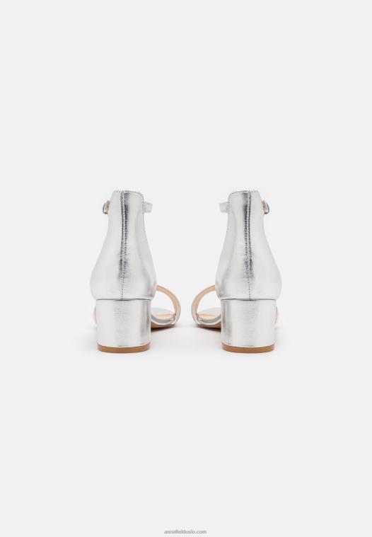 Anna Field kvinner skinnsandaler sølv P266L1381