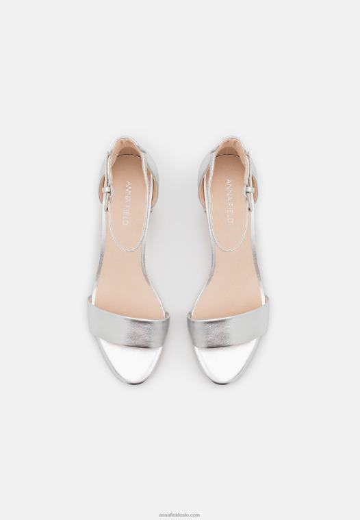 Anna Field kvinner skinnsandaler sølv P266L1381