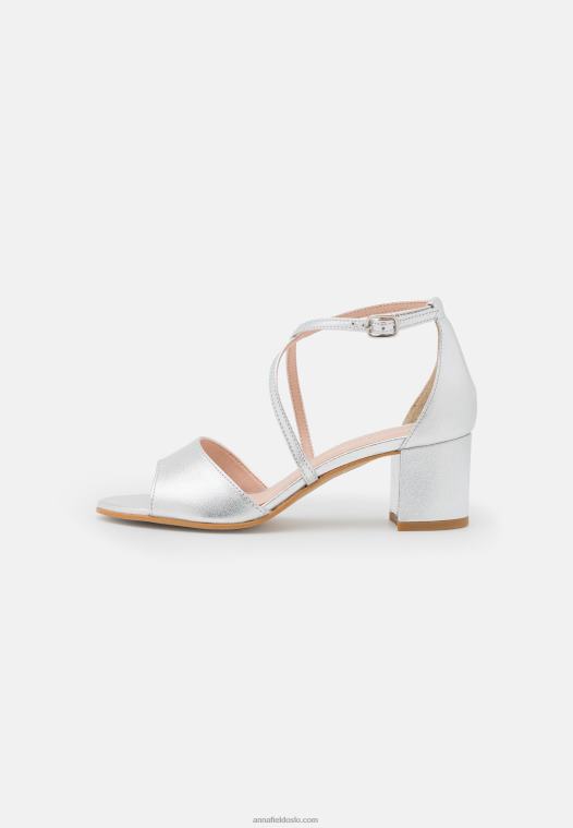 Anna Field kvinner skinnsandaler sølv P266L1427