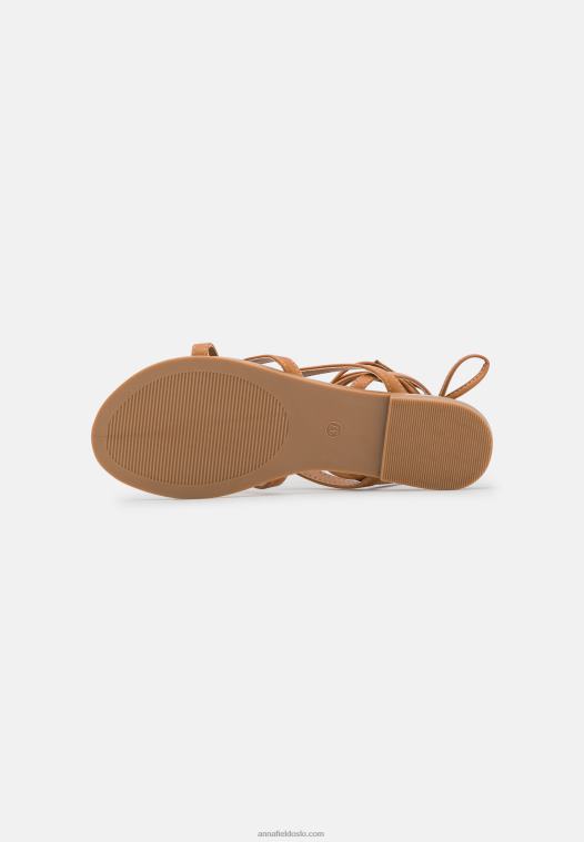 Anna Field kvinner t-bar sandaler cognac P266L1501