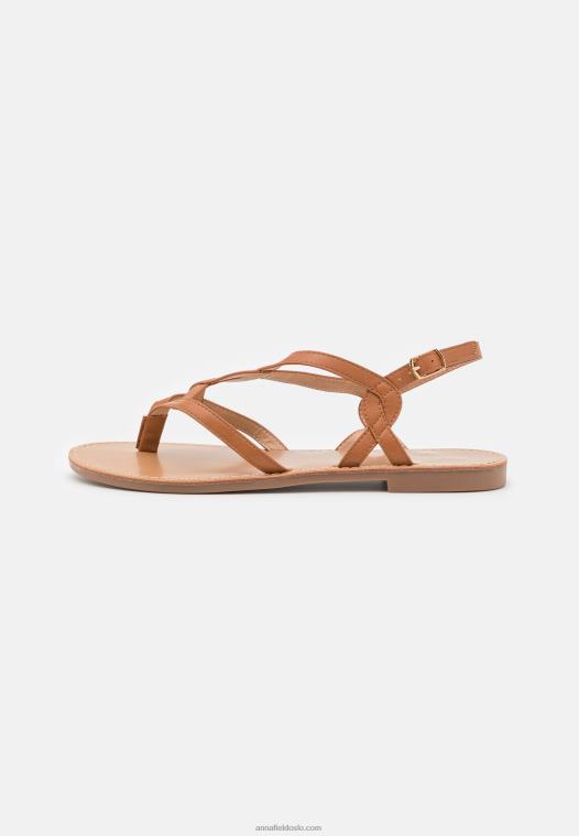 Anna Field kvinner t-bar sandaler cognac P266L1527