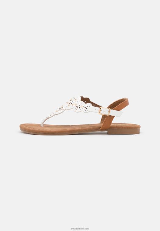 Anna Field kvinner t-bar sandaler hvite P266L1496