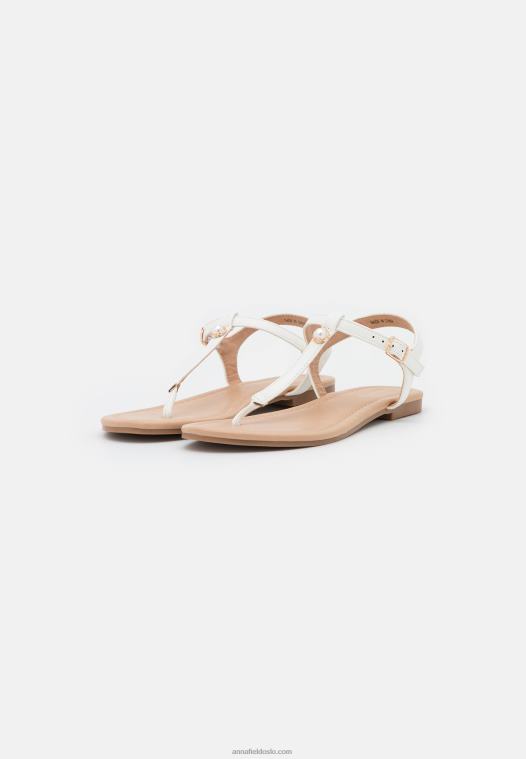 Anna Field kvinner t-bar sandaler hvite P266L1505