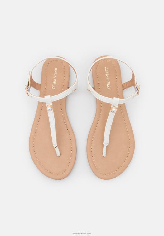 Anna Field kvinner t-bar sandaler hvite P266L1505