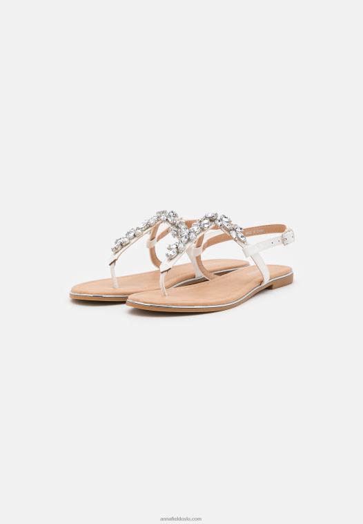 Anna Field kvinner t-bar sandaler hvite P266L1528