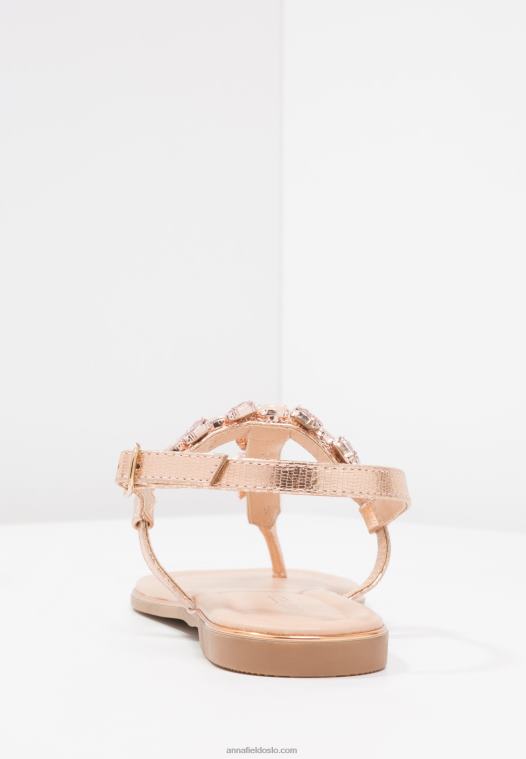 Anna Field kvinner t-bar sandaler i rosa gull P266L1497