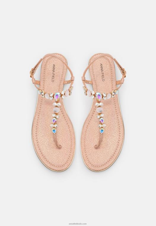 Anna Field kvinner t-bar sandaler i rosa gull P266L1534