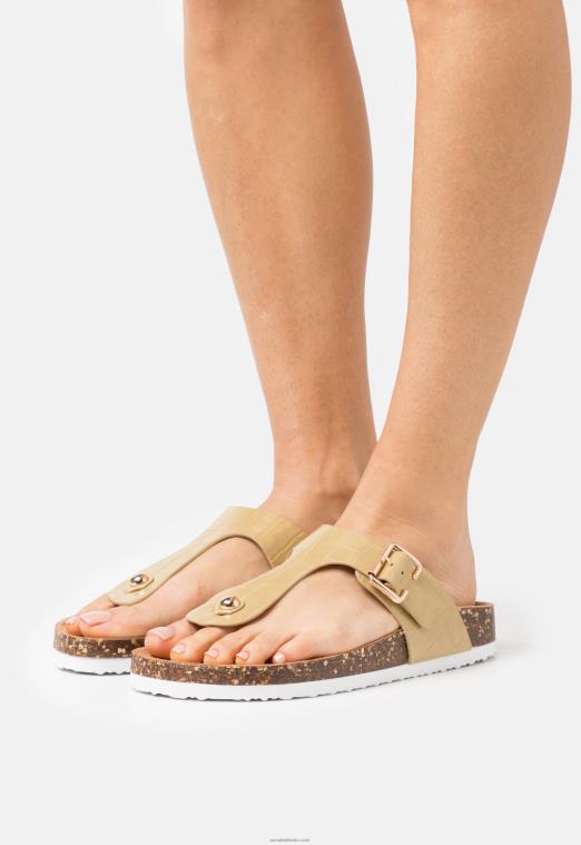 Anna Field kvinner t-bar sandaler khaki P266L1543