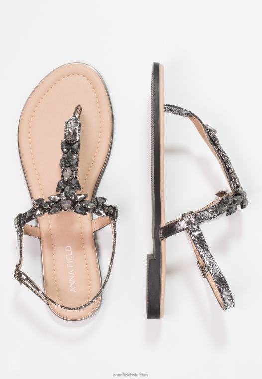 Anna Field kvinner t-bar sandaler mørkegrå P266L1542