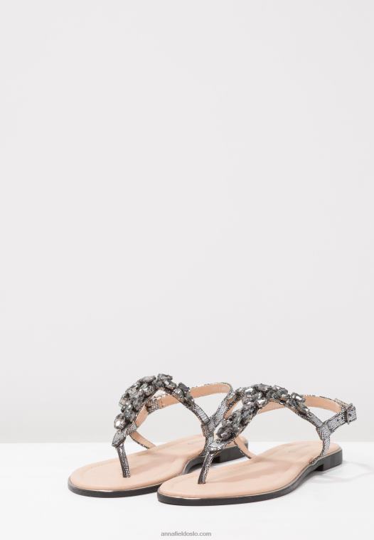 Anna Field kvinner t-bar sandaler mørkegrå P266L1542