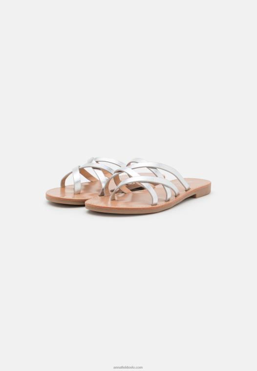 Anna Field kvinner t-bar sandaler sølv P266L1546