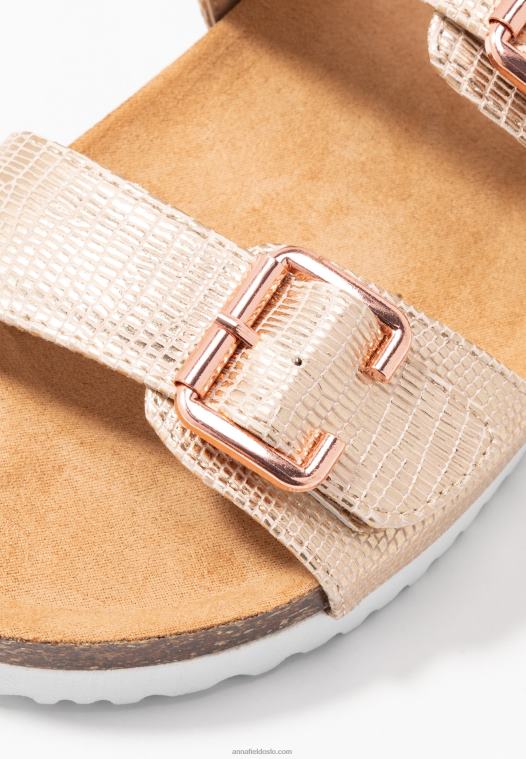 Anna Field kvinner tøfler i rosa gull P266L1865