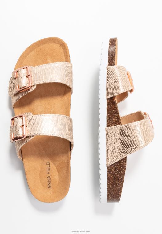 Anna Field kvinner tøfler i rosa gull P266L1865