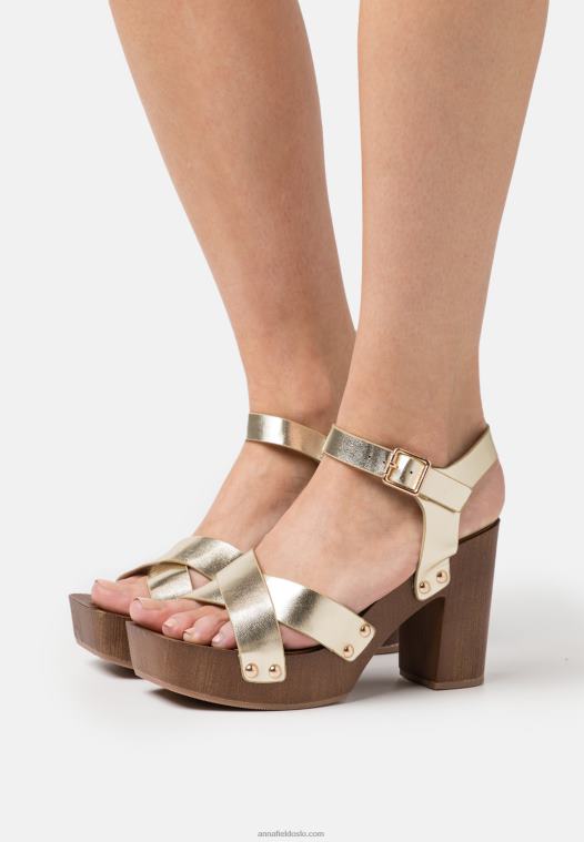 Anna Field kvinner tresko gull P266L1887