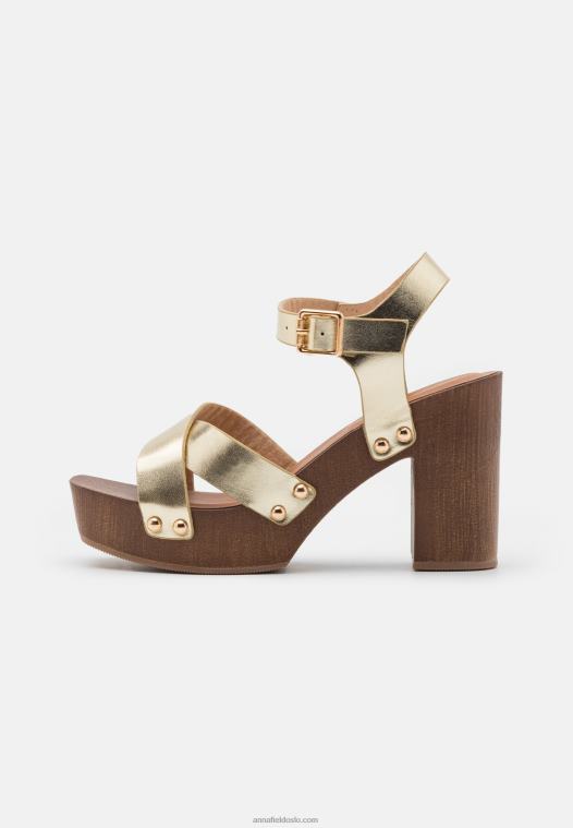 Anna Field kvinner tresko gull P266L1887