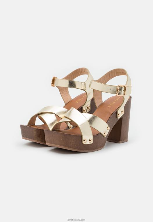 Anna Field kvinner tresko gull P266L1887