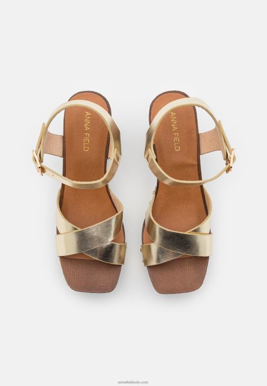 Anna Field kvinner tresko gull P266L1887