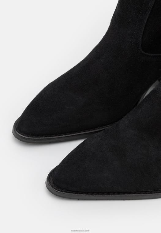 Anna Field kvinner cowboy/sykkelstøvler i skinn svart P266L2225