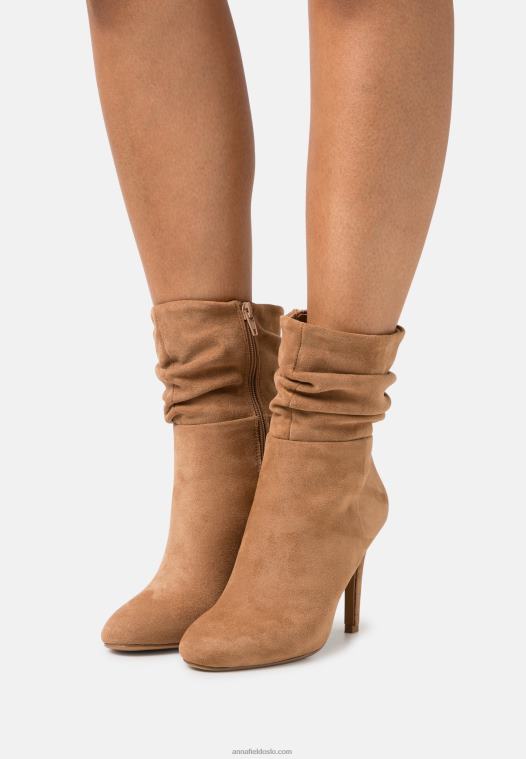 Anna Field kvinner høyhælte ankelstøvletter konjakk P266L2256