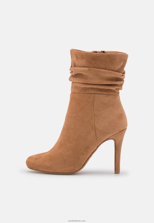 Anna Field kvinner høyhælte ankelstøvletter konjakk P266L2256