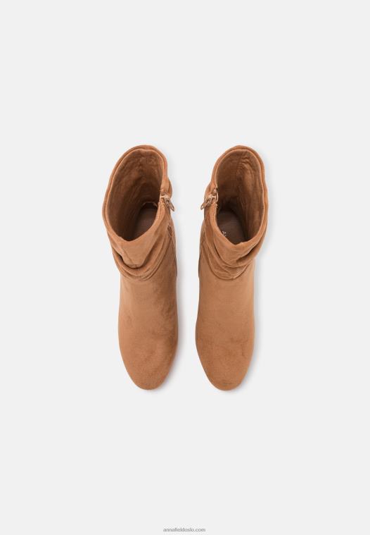 Anna Field kvinner høyhælte ankelstøvletter konjakk P266L2256