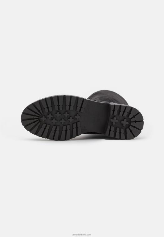 Anna Field kvinner snørestøvler i skinn svart P266L2224