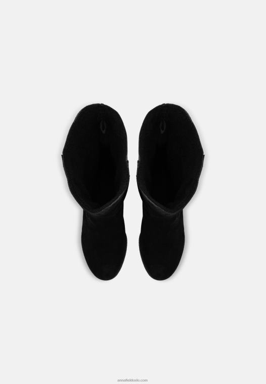 Anna Field kvinner vinterstøvler i skinn svart P266L2219