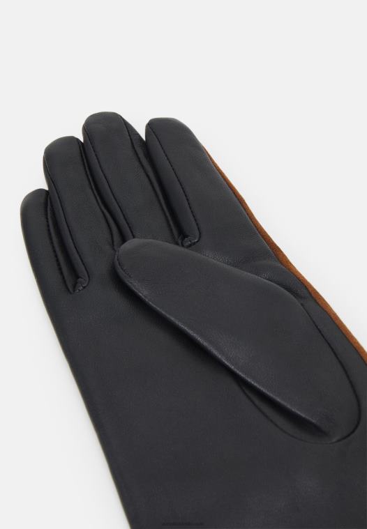 Anna Field kvinner hansker svart/brun P266L2856
