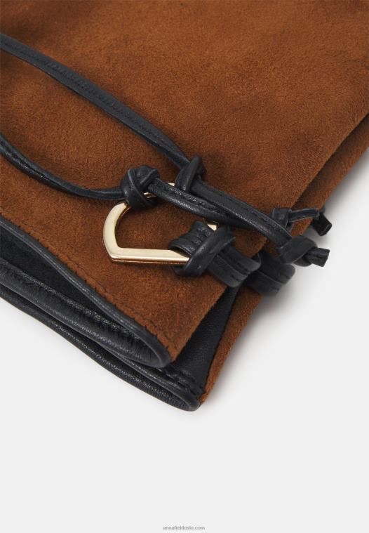 Anna Field kvinner hansker svart/brun P266L2856